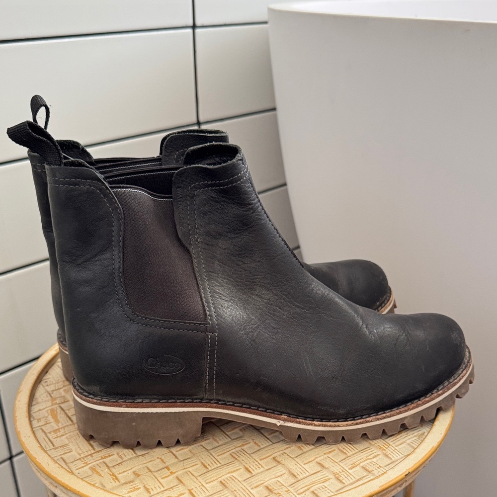 Chaco Black Leather Ankle Boots